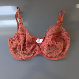 Simone Perele Full Coverage Unlined Bra Embroidered Lace Orange 32F